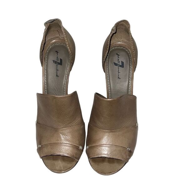 7 For All Mankind Tan Leather Peep Toe D'Orsay Pump Size 6.5 - Picture 3 of 5